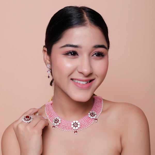 Ruby clear Pink Toe Ring